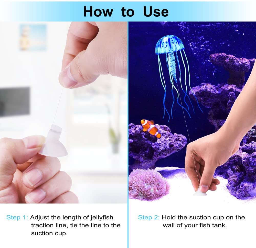 Glowing Effect Artificial Jellyfish for Aquarium Decor Fish Tank 1pc Silicone Simulated Underwater Live Glowing Artificial Vivid