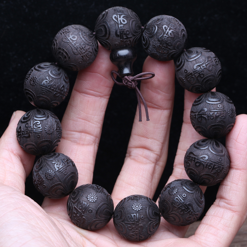 Pulsera budista con cuentas de ébano Feng Shui, amuleto Zen budista, collar de cuentas de 20 MM, pulsera, de buena suerte para hombre: Marrón rojizo