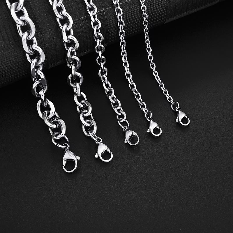 Rvs Cross O Ketting Armband Voor Mannen Zilveren Kleur Rolo Schakelkettingen Kabel Link Op Hand Armbanden Sieraden Accessoires