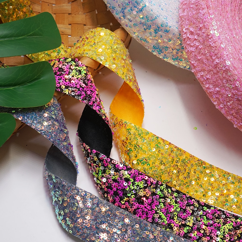 5 Yards 1.5 &quot;38Mm Breedte Sequin Linten Voor Strikken Diy Craft Decoratie Verpakking Levert. H5403728