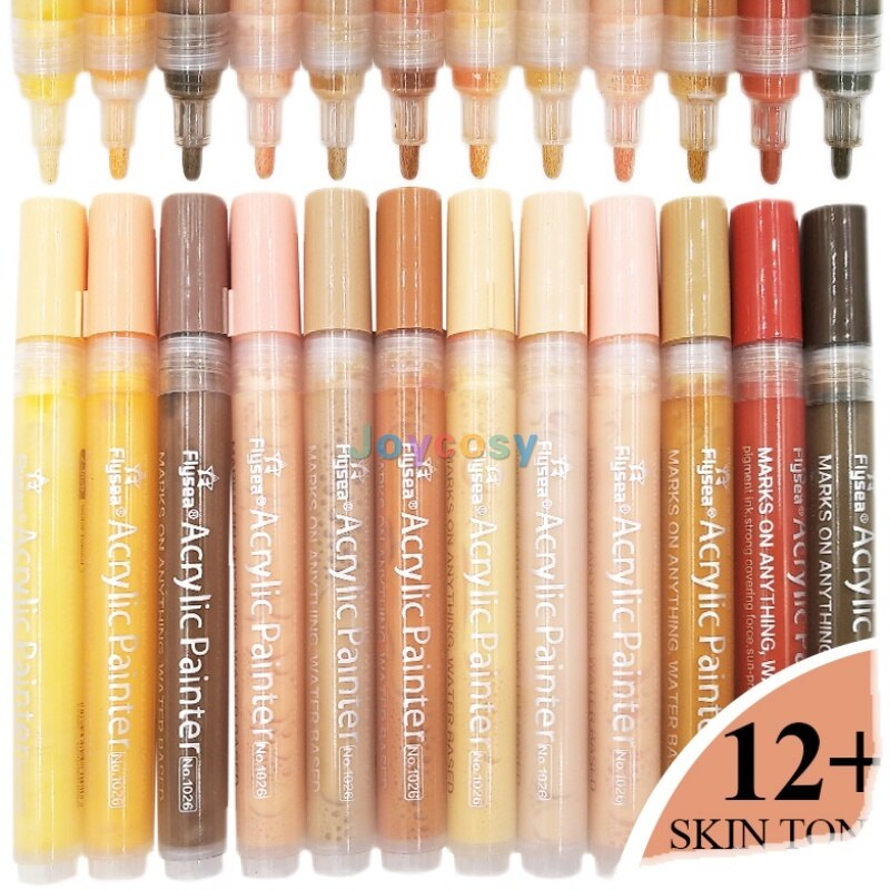 FLYSEA Acryl Farbe Marker Stifte, Haut Tonne Farben, 3mm Spitze, Prämie Wasserdicht dauerhaft Farbe Kunst Marker Kuli