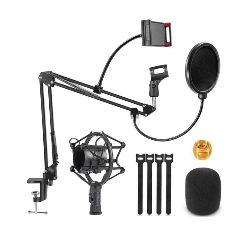 Microphone Boom,Adjustable Suspension Scissor Arm,With Mobile Phone Holder,For Blue Yeti,Snowball And Other Microphones: Default Title
