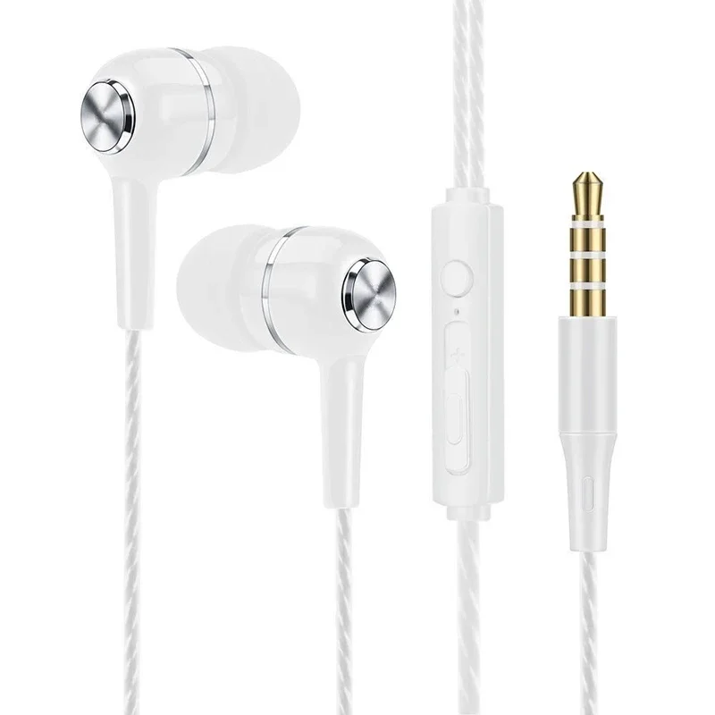 Mobile Phone Wired Headphones In-ear Simple With Mic Silicone Ear Tips Business Wired Headset Heavy Bass Music Earphone: WHITE