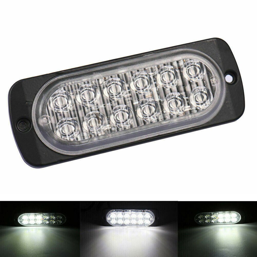 12LED blanco coche camiones Warns seguridad luces de Flash estroboscópicas urgentes 12V ~ 24V 12 LED Luz de coche blanco lámpara camiones advertencia luz