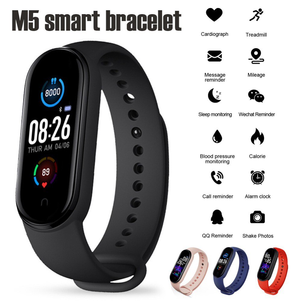 M5 pulsera/Correa inteligente bluetooth Smart watch hombres mujeres Deporte fitness IP67 impermeable rastreador con pantalla sangre monitor de corazón