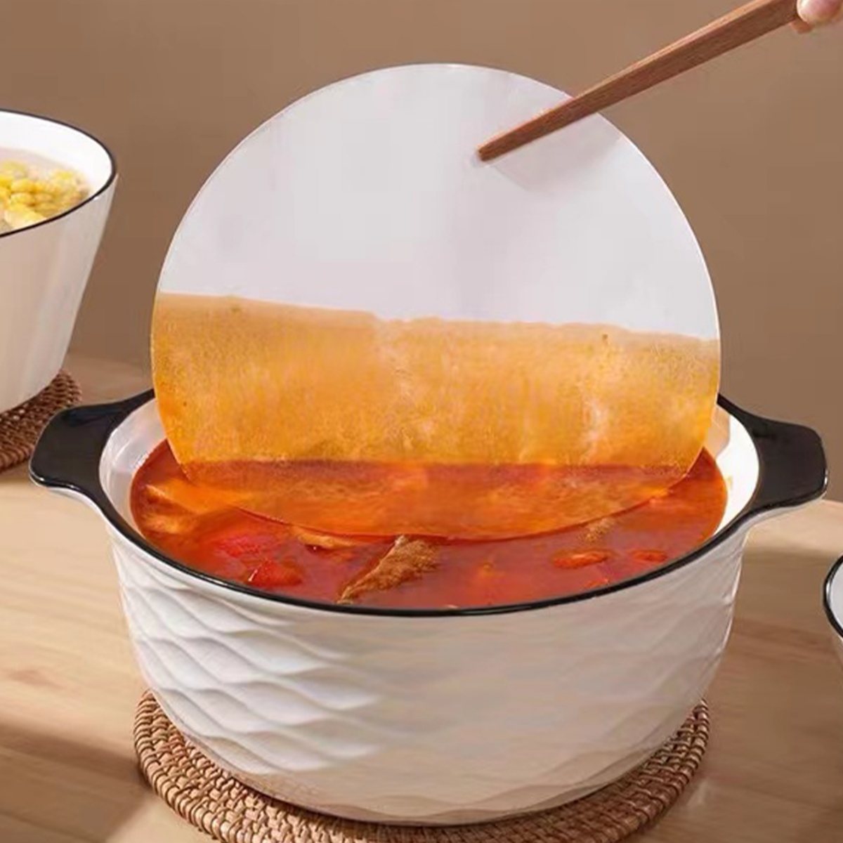 50 Stück ölabsorbierendes Papier für sterben Küche, runde Suppe, gebratener Film, Lebensmittel-Löschpapier, Öl-Schaum-Filterpapier zum Kochen von frittierten Speisen