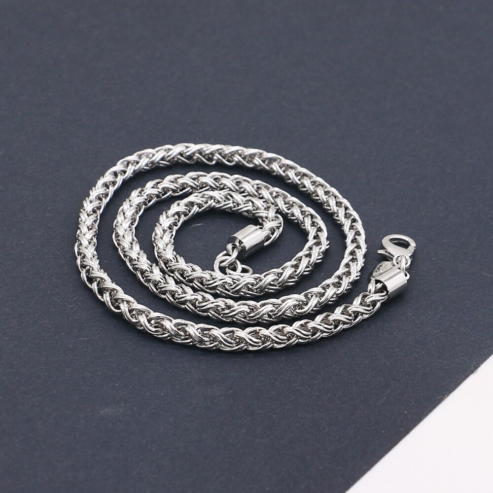 Joyería de plata de para hombre, Collar de plata 100% 925, de patrón tejido, cadena de plata sólida, tamaño 5mm 51cm, de cumpleaños, Bisutería