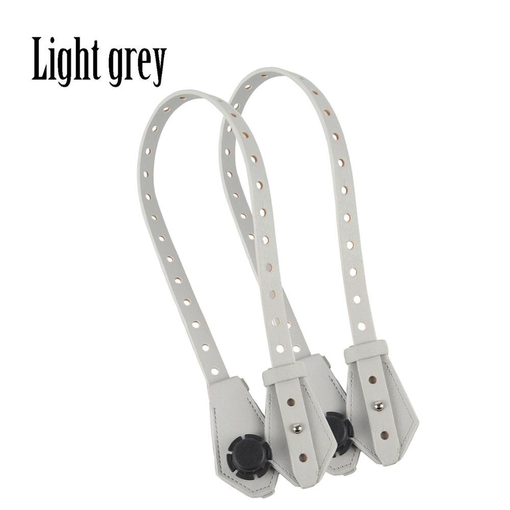 1 Pair Bidirectional Adjustable Length Flat Leather Belt Handle with Clasp for Obag Basket Bucket City Chic Women Handbag O Bag: light grey