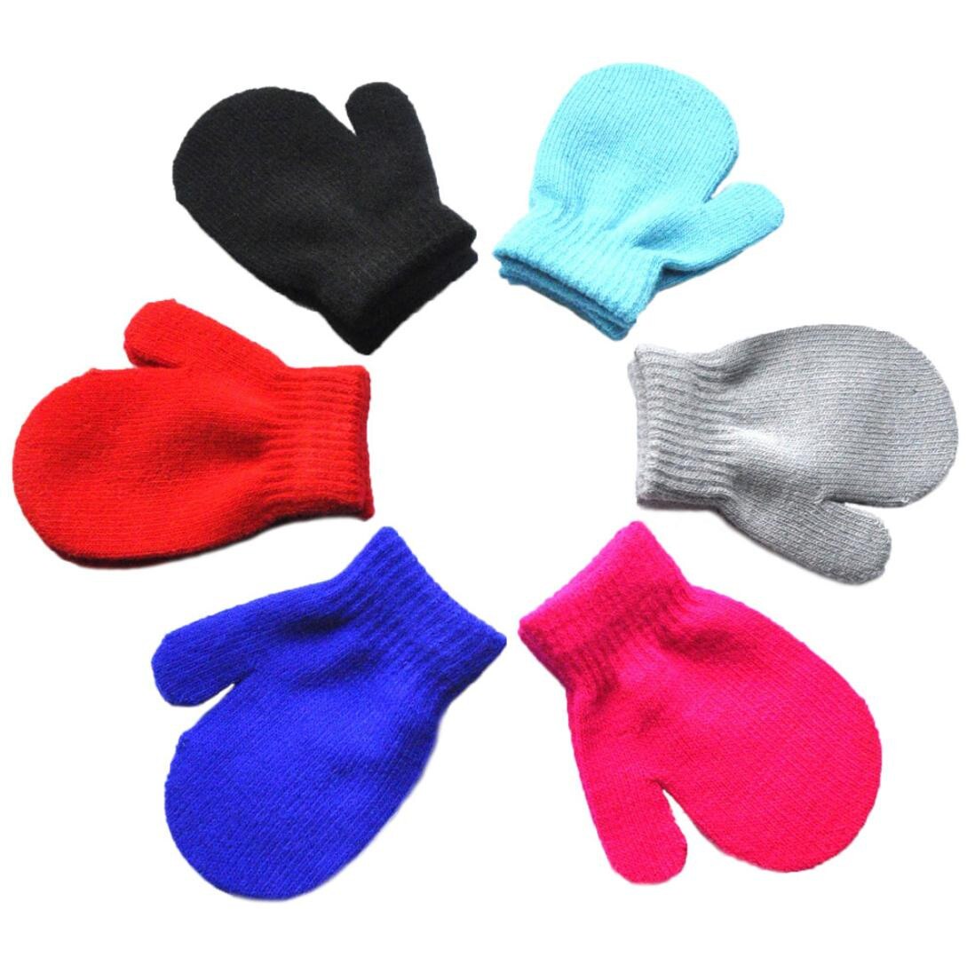 Kleinkind Baby Jungen Mädchen Warme Feste Strick Handschuhe freundlicher Junge Mädchen Winter lässig Handschuhe Baby Spielen Schnee Handschuhe Für 1-4Jahre Baby