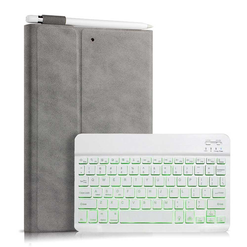 Funda para tableta para iPad 10,2 , teclado Bluetooth con ranura para lápiz, 7. ª generación, A2197, A2200, A2198: Gray-W-Backlit