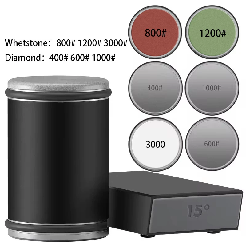 Affilacoltelli magnetico con pietra diamantata per affilare il sistema di macinazione da cucina in legno Accessorio per rullo angolare da 15 a 20 gradi: Cioccolato