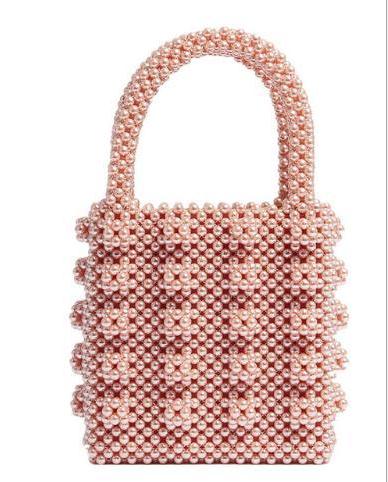 Vrouwen Parel Kralen Draagtas Acryl Clear Box Handtas Voor Vrouwen Party Vintage Kleine Avondtassen Luxe Strand sac: Champagne