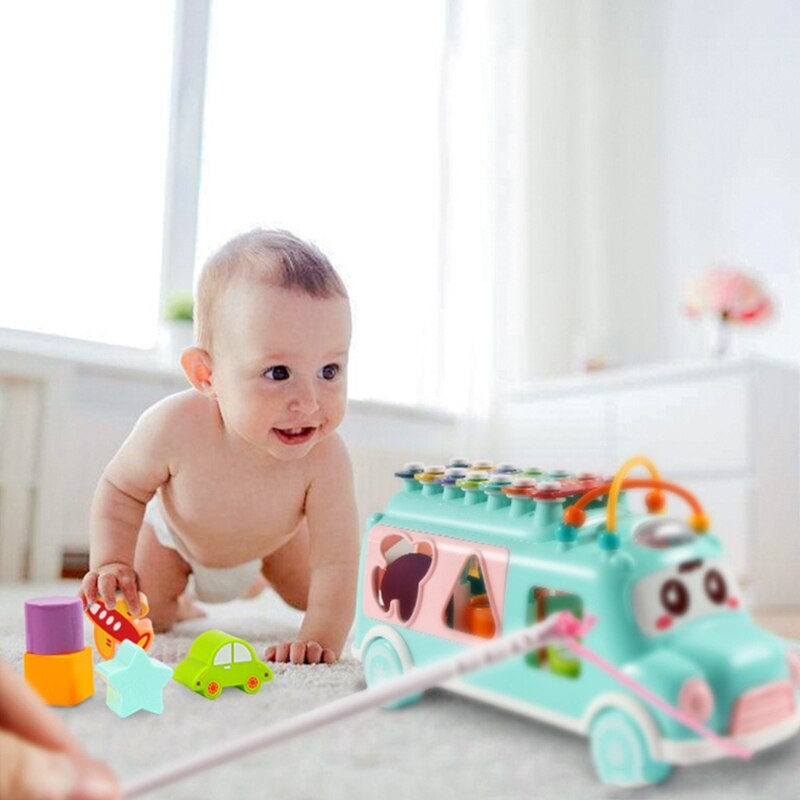 Creatieve Schoolbus Speelgoed Xylofoon Baby Speelgoed Met Vorm Sorter Educatief Speelgoed