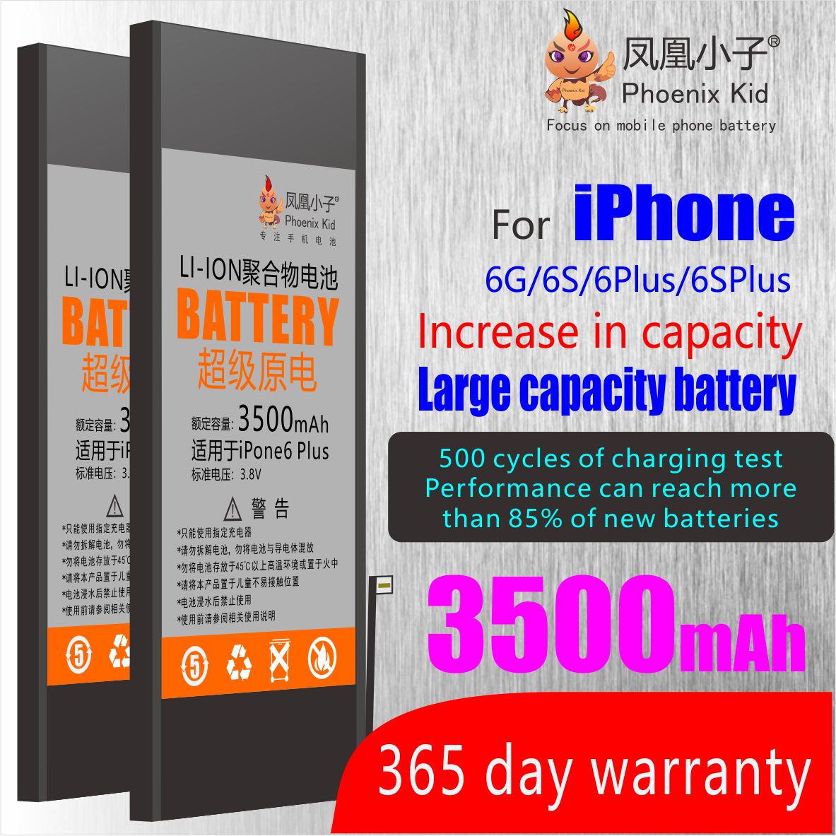 Phoenix Kid Originele Telefoon Batterij Voor Iphone 6S 6 6S Plus 7 Hoge Capaciteit Vervangende Lithium Batterijen 3500 mah Met Gratis Tools