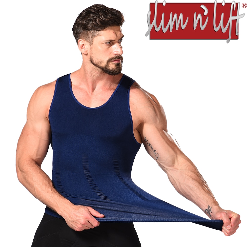 Mens Slimming Body Shaper Compression Tank Top Vest Shirt Abs Shapewear by Slim N Lift