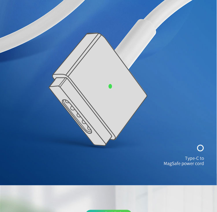 Type-C naar Magsafe2 snellaadkabel macbook magnetische T-kop voor MacBook Air / Pro 65W 110W