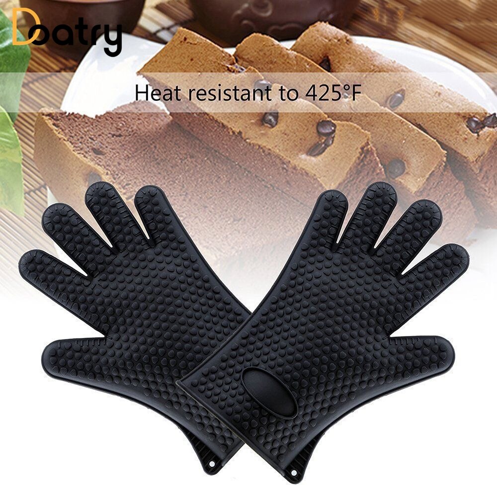 Varmebestandig silikone handske ovn grydeholder bbq madlavning værktøj bagning køkken farverige