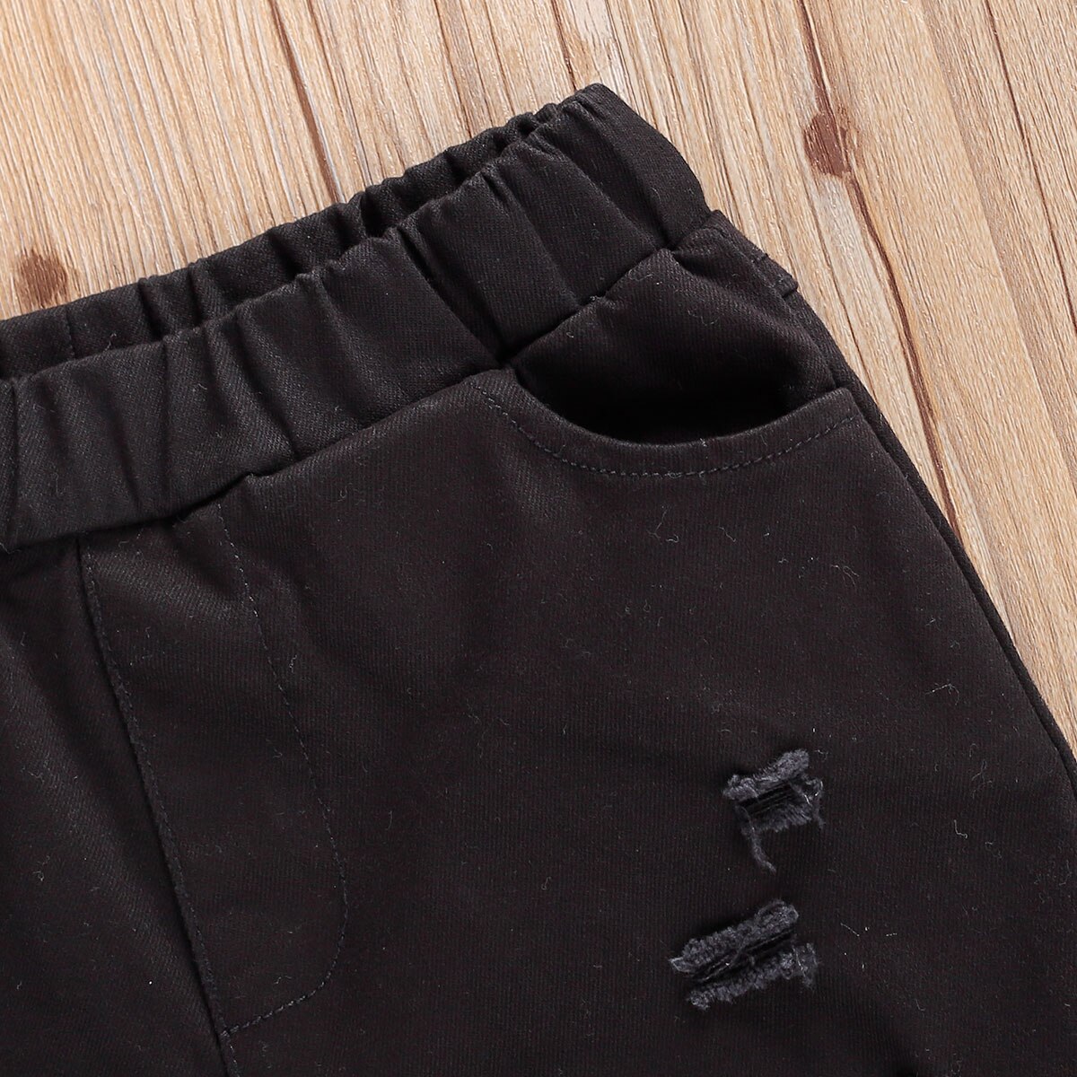 Peuter babymeisjes gescheurde broek elastische taille gerafelde ruwe zoom uitlopende lange broek effen broek baby peuter casual kleding