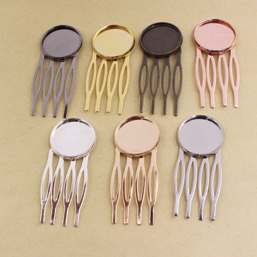 Fit 20mm Koperen Kam Haarspelden Blank Cabochon Instellingen Hair Clips Accessoires 22x52mm 7 stks/partij K05467