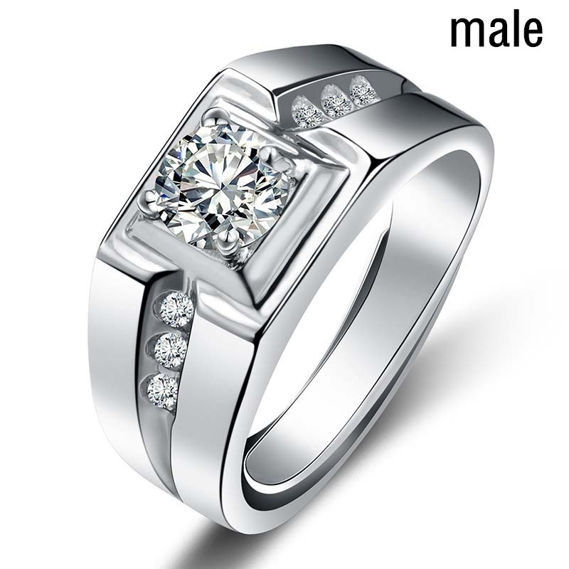 Fdlk Mannen Simple Mode Vierkante Inlay White Crystal Engagement Bruiloft Sieraden Maat 6 - 15