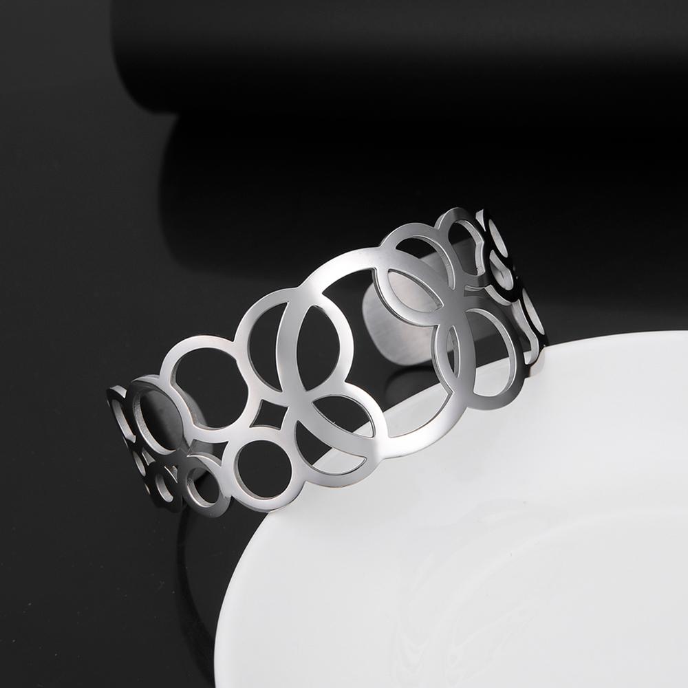 LIKGREAT, brazaletes huecos de acero inoxidable para mujer, brazalete abierto grande y ancho, brazalete Matel, pulsera femenina, pulsera joyería de para mujer