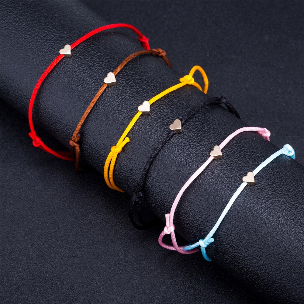 couleur or rouge coeur fil chaîne Bracelet pour femmes hommes à la main corde bijoux directe