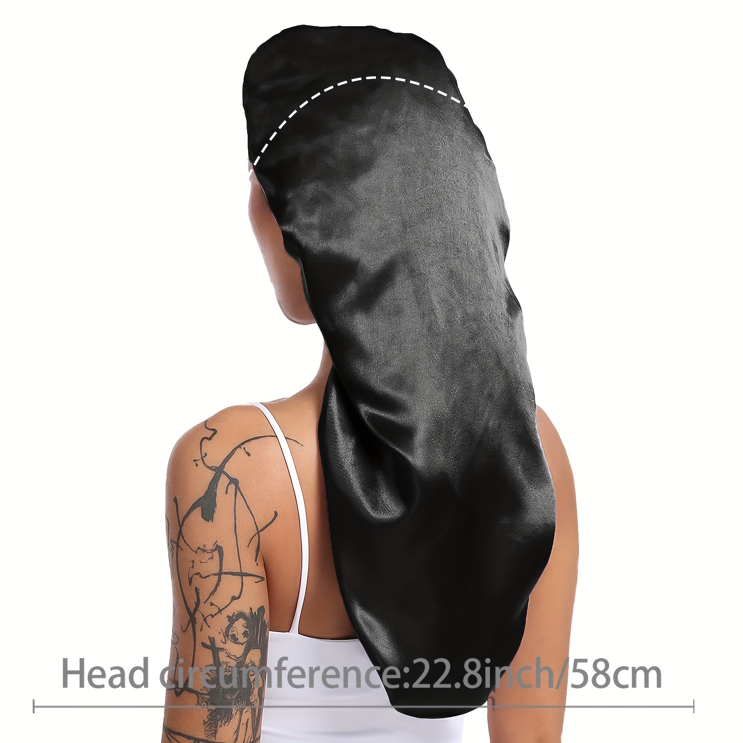 1 Stück lange, seidige Schlafhaube für glattes, lockiges Haar, extra große Haarhauben für Dreadlocks und Zöpfe, Satin--Schlafmützen für sterben Nacht
