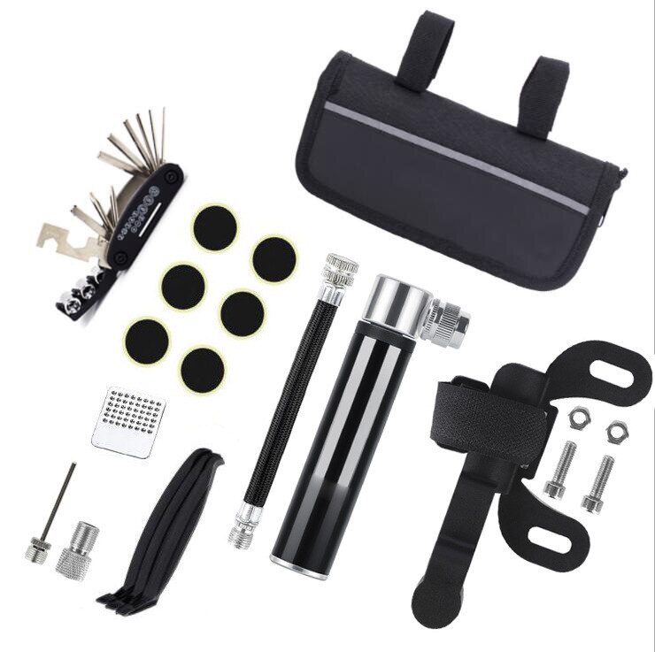 Bicycle repair kit, tire repair tool set, car repair kit, mountain bike repair kit mountain bike bike chain tool: Black classic suit s