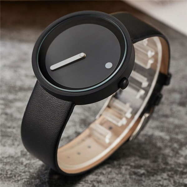 Unique Simple Quartz Watches Cool Minimalist Style Wristwatch Stainless Steel Dot and Line Wristwatches