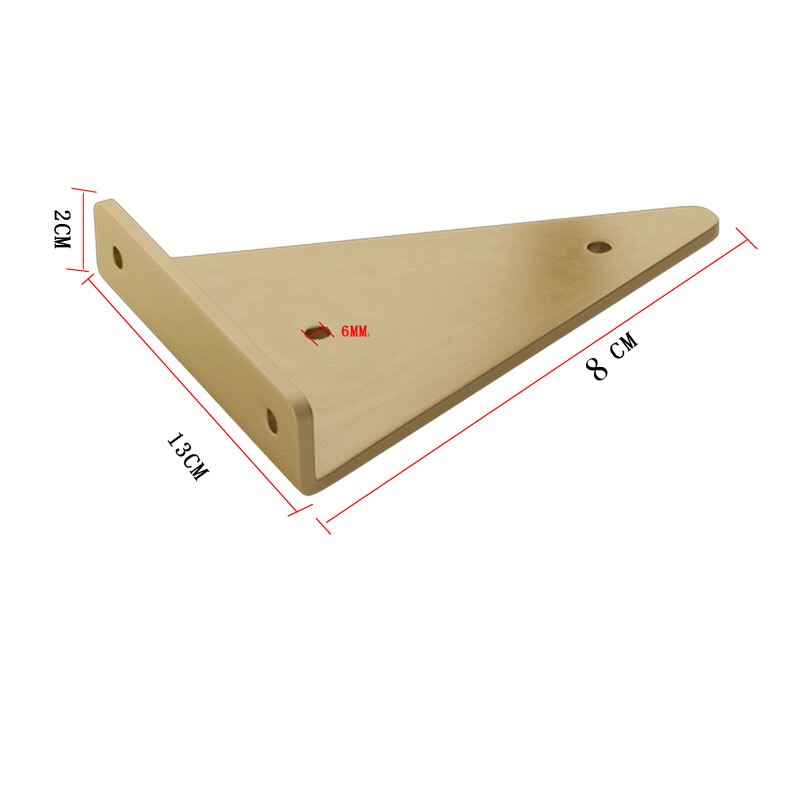 1PC Triangle Wall Bracket Fixed Tray Shelf Wall Mounted Wood Metal Straight Bracket Household Hardware: Gold 8cm