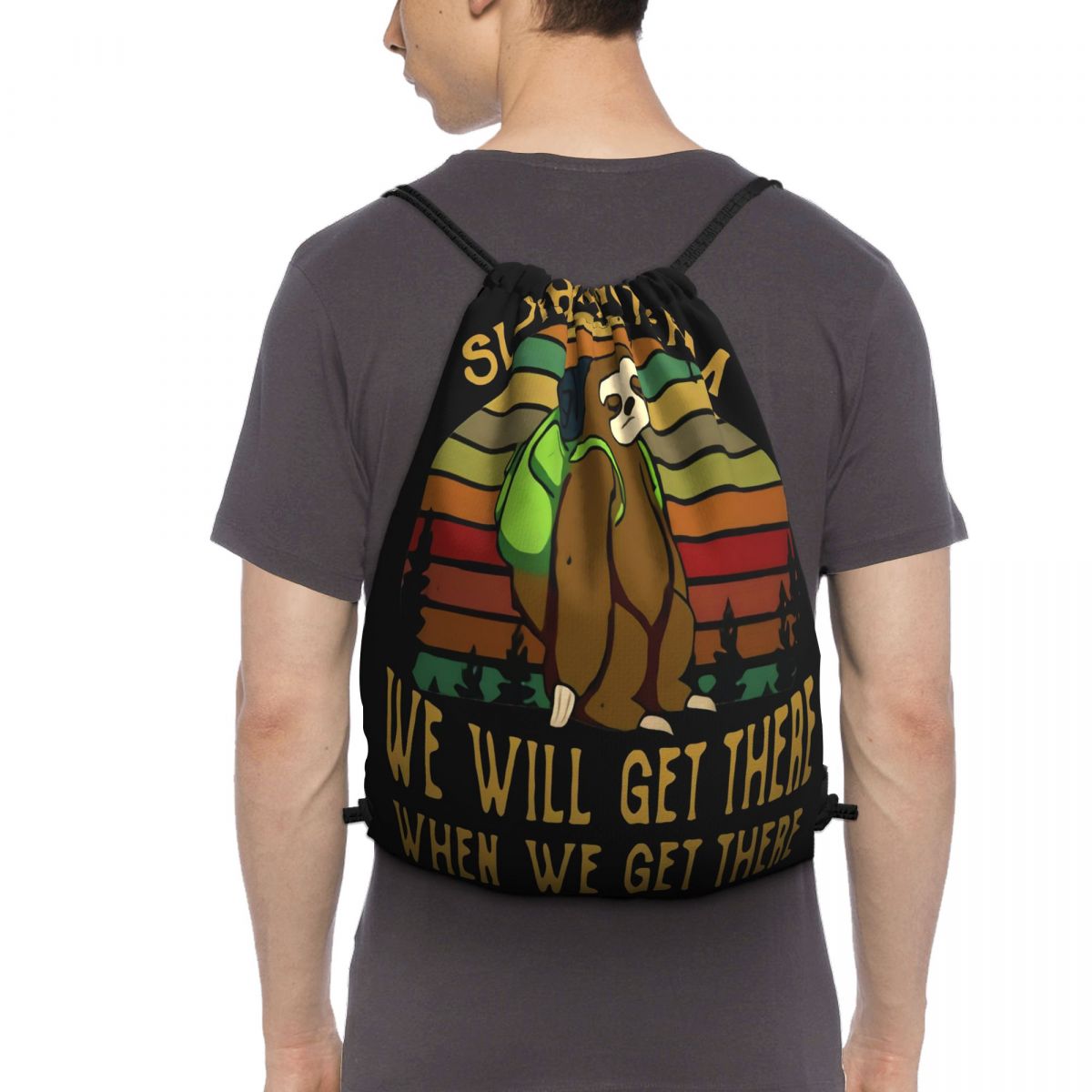 Luiaard Wandelen Team Zullen We Krijgen Er Grappige Vintage Mens S 2Xl Ademend Leuke Tassen Rugzak Tas