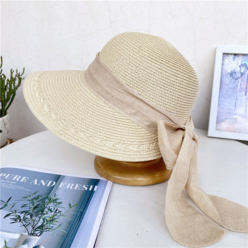Lente/Zomer Strooien Hoed Veelzijdige Reizen Lint Zonnehoed Dames Outdoor Uv Zonnehoed