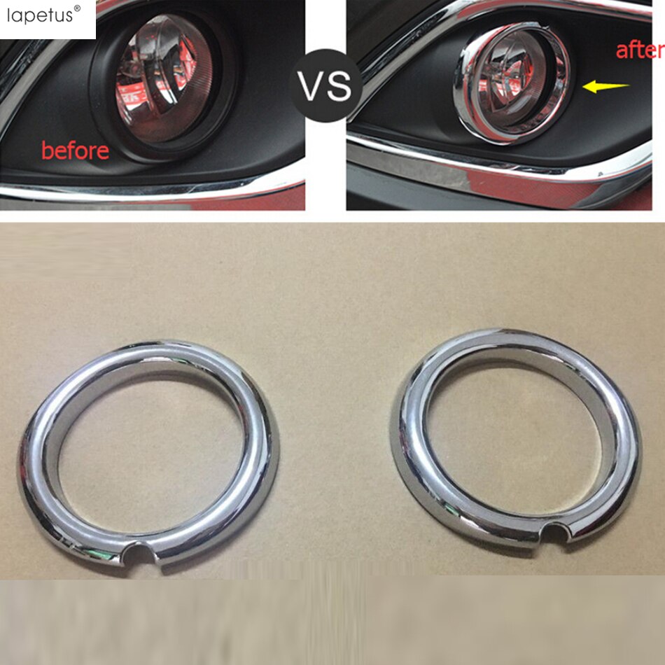 Lapetus Accessories For Mitsubishi Outlander - Front Head Fog Light Ring &amp; Rear Fog Lamp Molding Cover Kit Trim