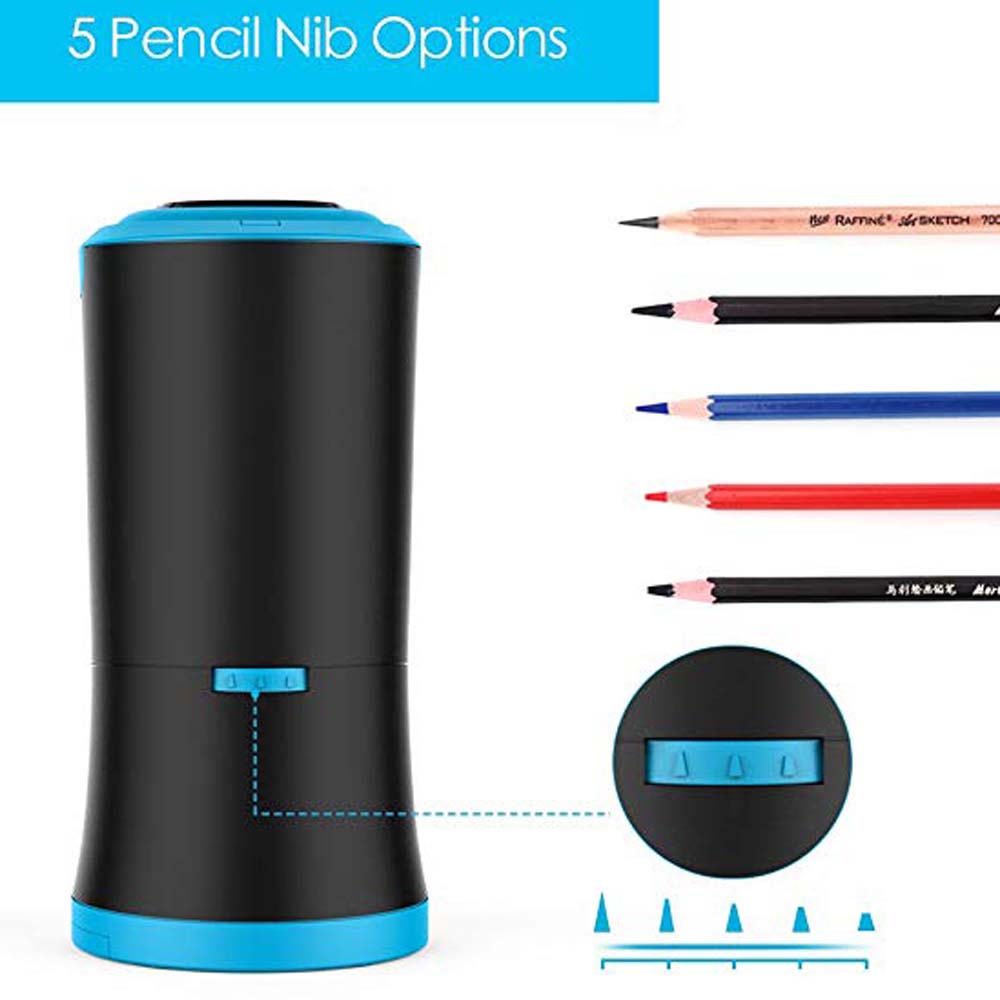 Electric Pencil Sharpener with Durable Helical Blade to Fast Sharpen USB Rechargeable Auto Stop Sharpener for 6-12mm Diameter