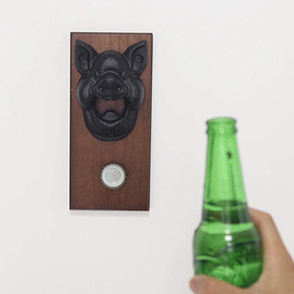 Jahrgang Tragbare Schwein Kopf Gusseisen Zauberstab Montiert Wein Bahre Flasche Deckel Öffner Zubehör Mit Schrauben dauerhaft Bar Liefert