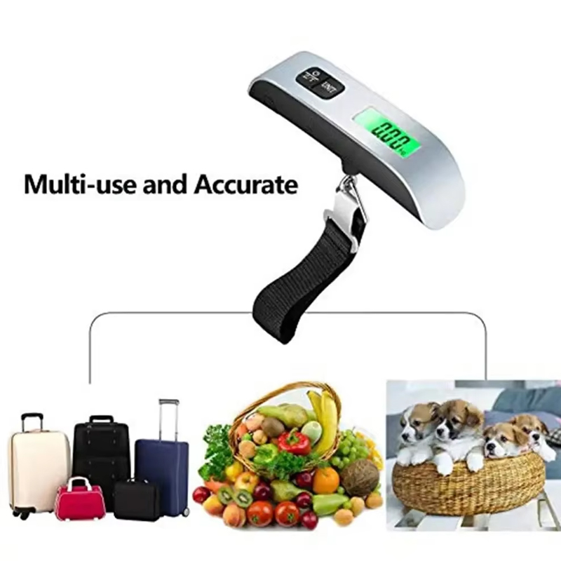 Báscula colgante de mano. Báscula de peso para bolsa de lona 110 LBS /50 kg pesaje de viaje para equipaje electrónico