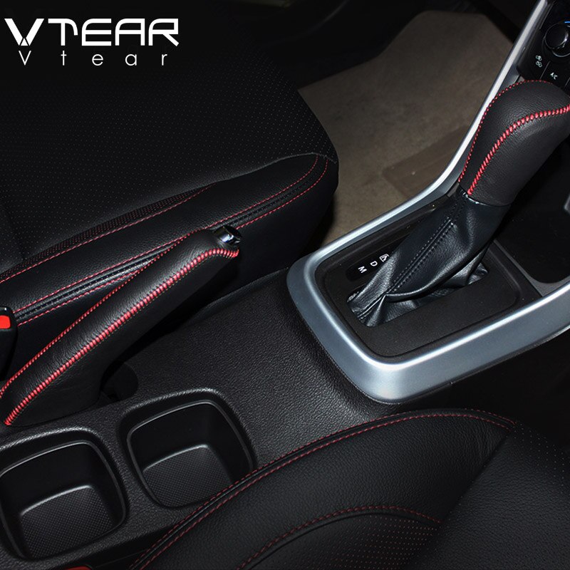 Vtear til suzuki ignis gearskifte kraver cover læder hoved knop greb covers håndbremse kuffert tilbehør bil-styling dekoration
