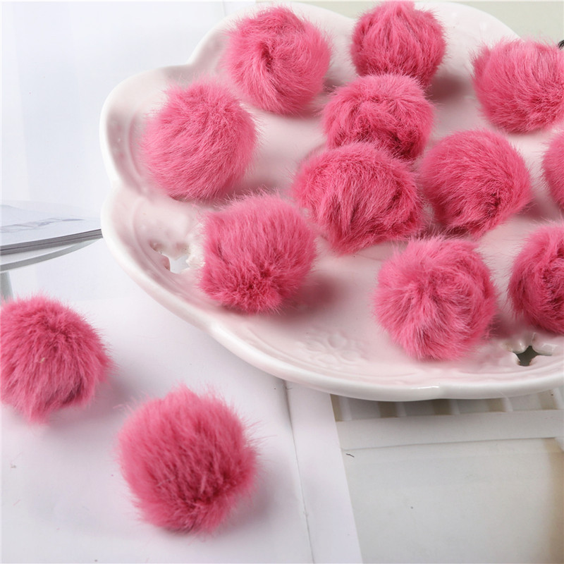 12 Stks/partij 17 Kleuren 2.5Cm Nertsen Pompoms Bont Ballen Voor Naaien Op Gebreide Sleutelhanger Sjaal Schoenen Hoeden Bont Diy ambachten Haaraccessoires: 3 Rose