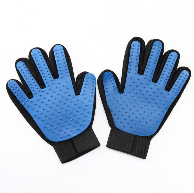 Kat Grooming Deshedding Borstel Handschoen Hond Zachte Efficiënte Back Massage Vacht Wassen Baden Kam hond Borstel: BLUE-1 pair
