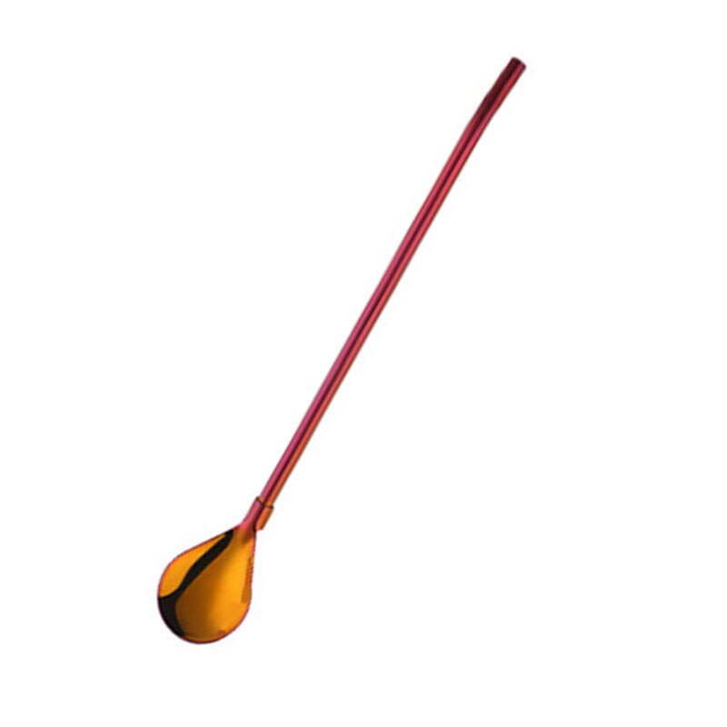 1Pc Lange Twisted Stro Lepel Draagbare Goud Thee Scoop Herbruikbare Gekleurde Rvs Rietjes Cocktail Koffie Roeren Lepel: whorl black