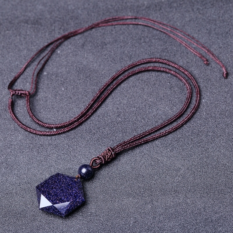 QIANXU Black Obsidian Six Awn Star Pendant Necklace Obsidian Star Jewelry Obsidian Jade Jewelry Fine Jewelry