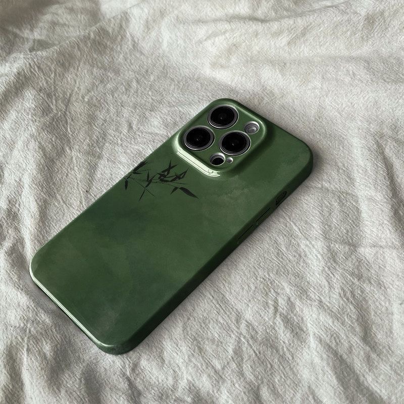 Nuova custodia in bambù verde foresta in stile cinese per IPHONE 16 15pro MAX 14 13 mini 15più 12 11 custodia rigida in acrilico per cellulare