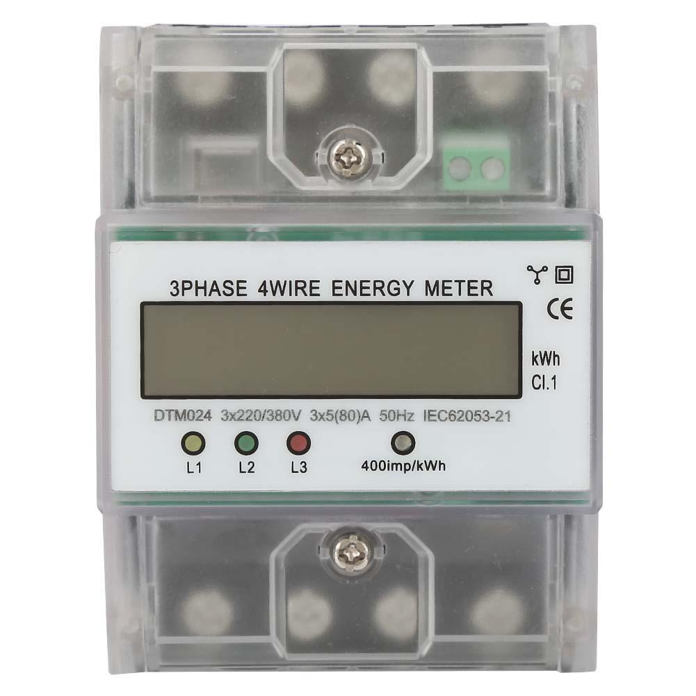 Electric Power Meter 220/380V 5-80A Energy Consumption Digital Electric Power Meter 3 Phase 4P KWh Meter with LCD