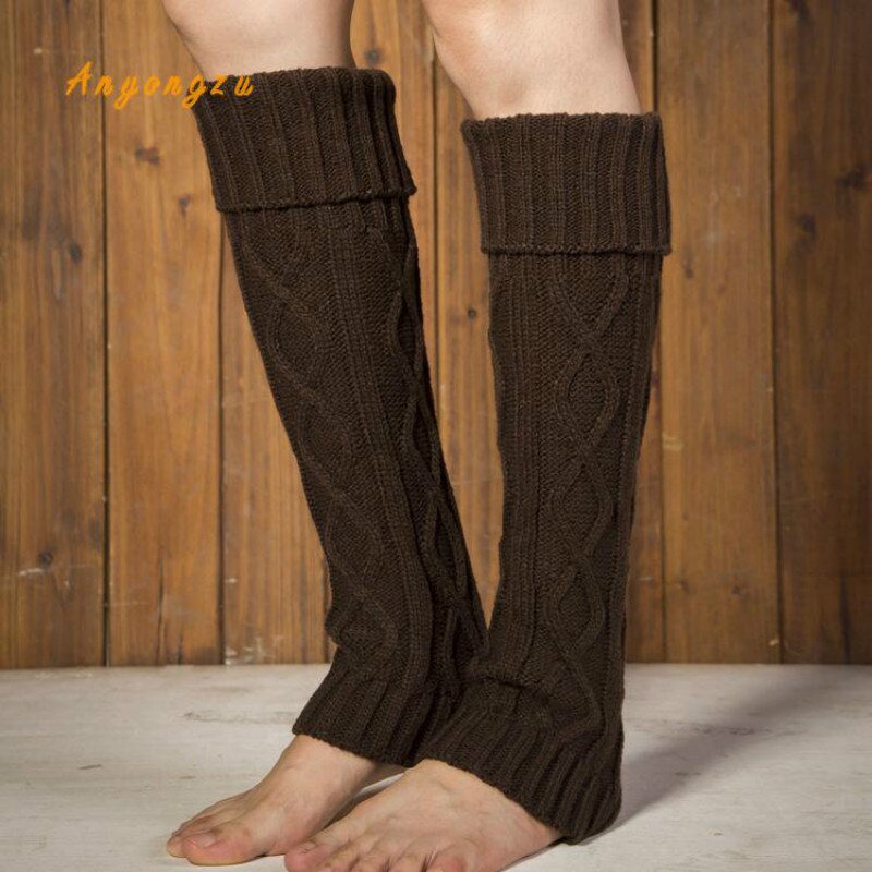 Gestrickte Wolle Thermische Schutz Bein Lange Winter Füße Stapeln Leggings Wärmer Einfarbig Körper Wärmer Polainas