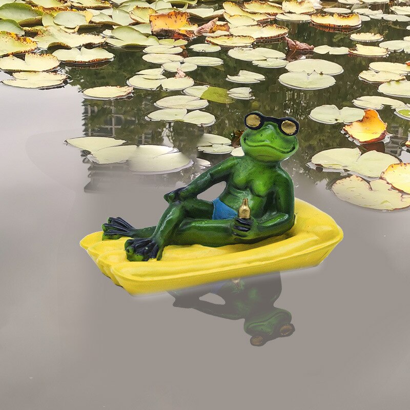 Statue de radeau flottant en résine de bambou, Statue de grenouille, Sculpture de canard, décoration d&#39;étang de jardin, maison, ornement de bureau