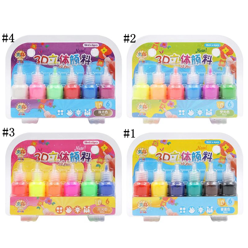 6 farver børn 3d akrylmaling pigment sæt til børn graffiti diy maleri tegneværktøjer