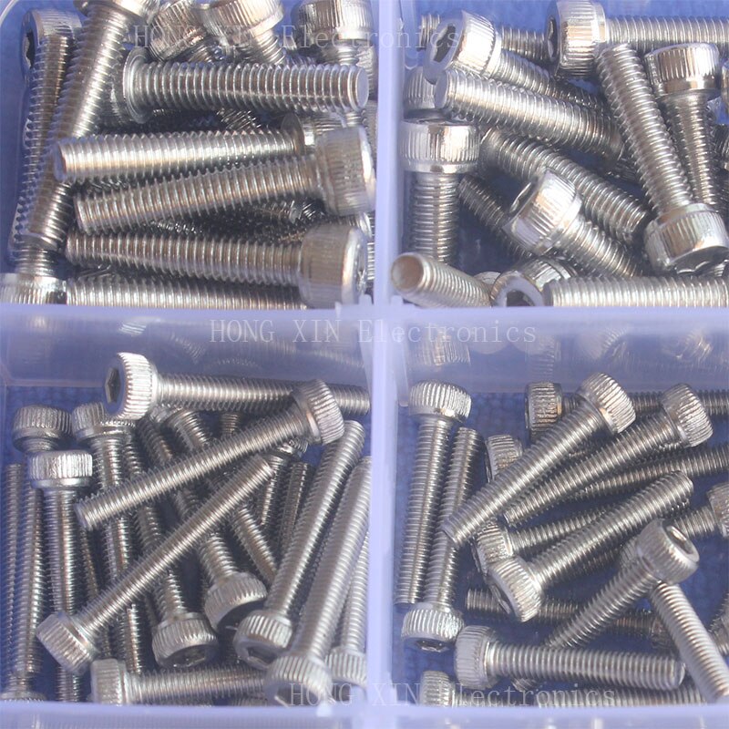 300 st  m2/m3/m4 kapsylgänga rostfritt stål insexskruvmuttrar pcb maskin bult sortiment kit set fästelement hårdvara