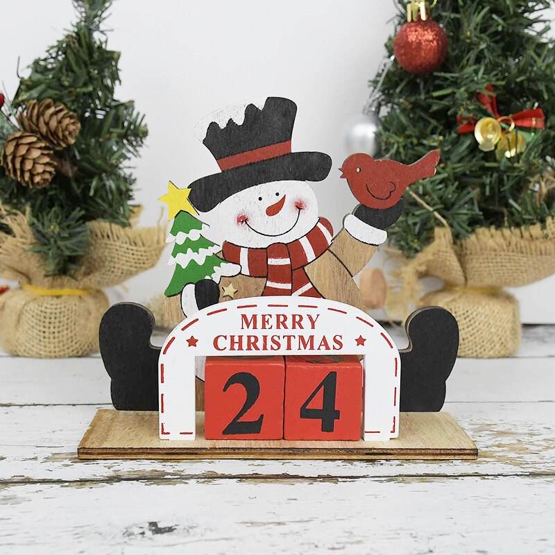 Glædelig jul snemandskalender julebordpynt til hjemmet noel år julemandsdukker nisseindretning: S02