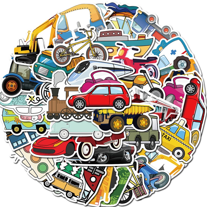 40 PCS Transportation Sticker Ship Aircraft Skateboard Luggage Decals Mixed For Traffic Tool Cartoon Laptop Sticker