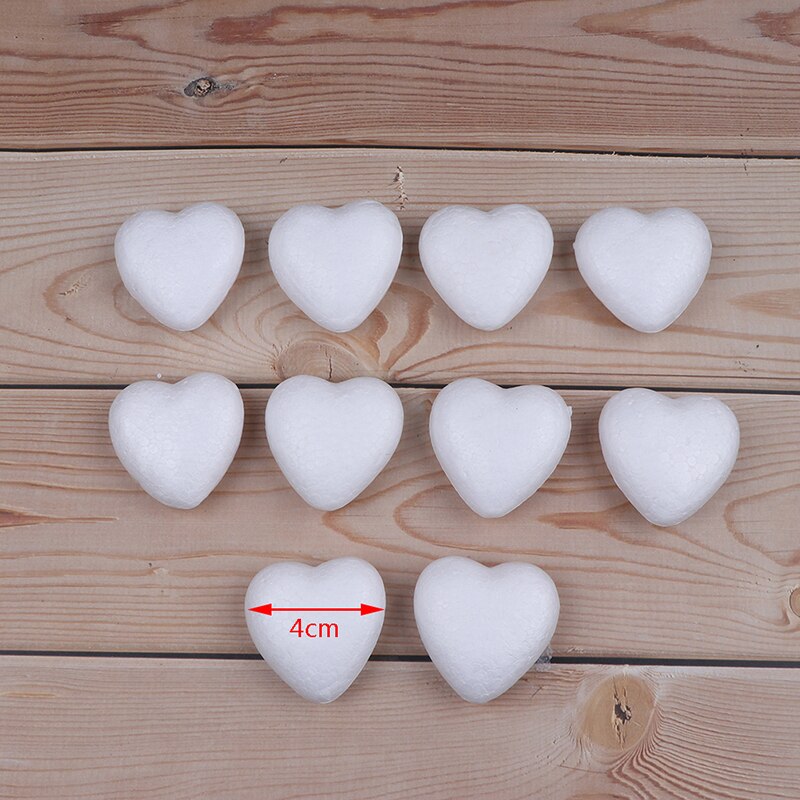 10Pcs Polystyrene Styrofoam Foam Heart-shaped Craft For Christmas Decoration: 4cm
